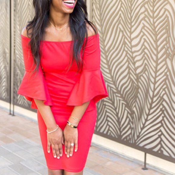 ⚡️SALE❣️VDAY🆕🏆Bardot pencil dress w/ slit💃 - Picture 3 of 8